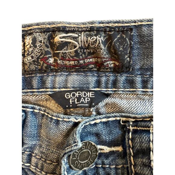 Silver Jeans Mens Sz 32x30 Blue Gordie Flap Relaxed Fit Distressed Thick Stitch - Picture 4 of 11